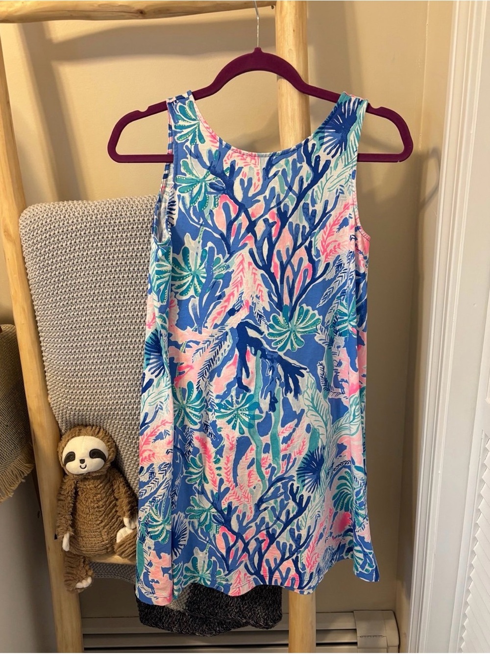 Lilly Pulitzer Sleeveless Mini Dress in Blue, Pink & Teal Coral Print